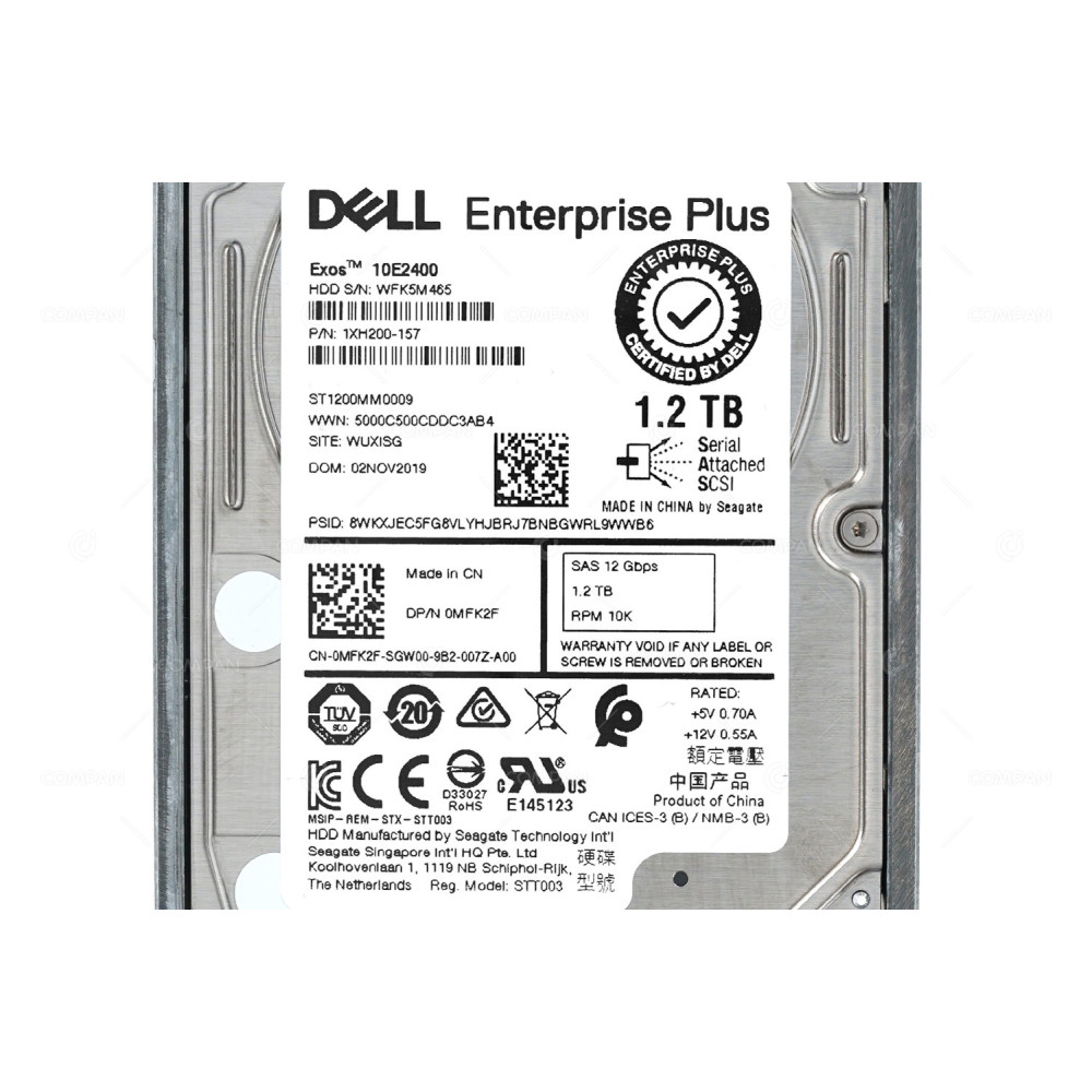 MFK2F CMP DELL HDD 1.2TB  10K  SAS 12G  2.5" SFF FOR DELL COMPELLENT